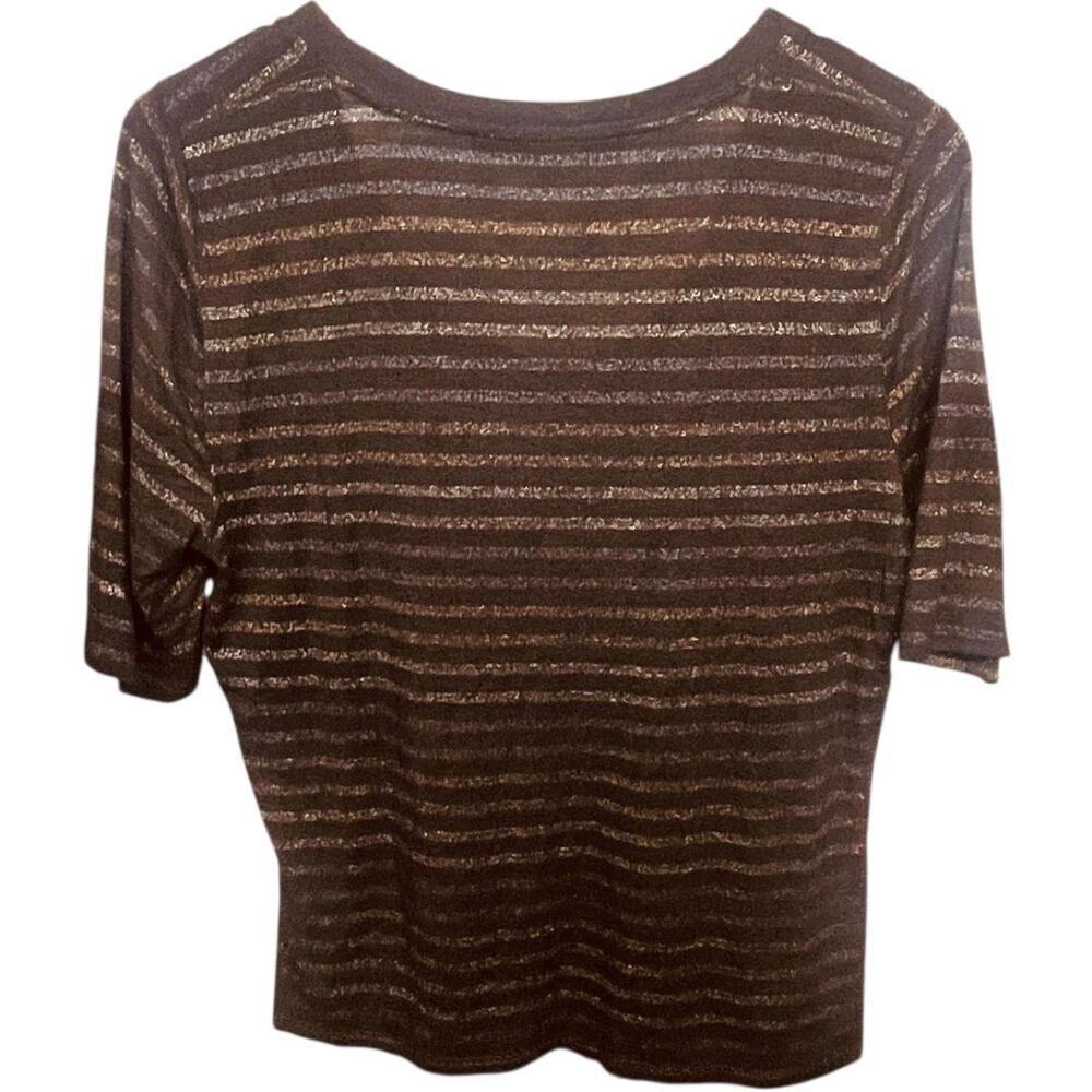 Veronica Beard | Metallic Stripe Relaxed Blouse Size L | EUC - Picture 7 of 9